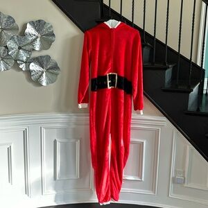 NWT Santa style fleece pajama onesie. Adult Medium.
